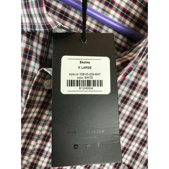 FIVE FOUR Shirt Mens XL Multicolor Check Button Down Preppy Business Work NWT - Picture 5 of 5